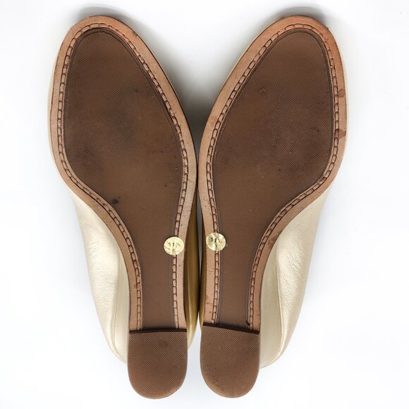 BRUNO MAGLI Carrera Peep Toe Gold Metallic Leather Wedge Pump Heels - Picture 5 of 5